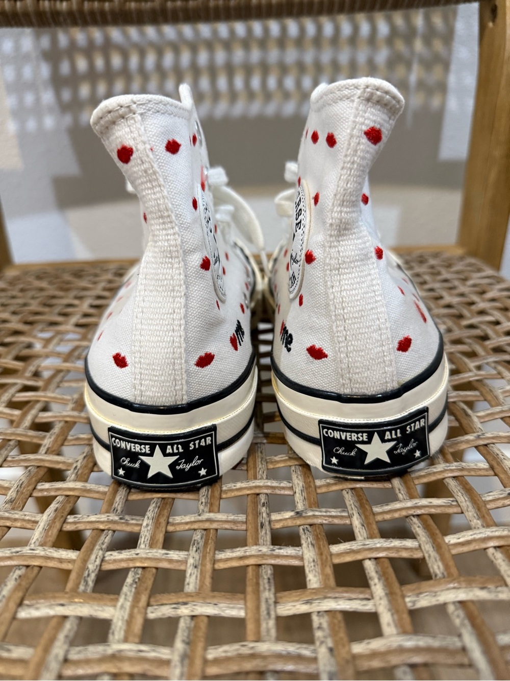 Converse White High Top Sneakers with Red Kiss Print - Picture 3 of 3